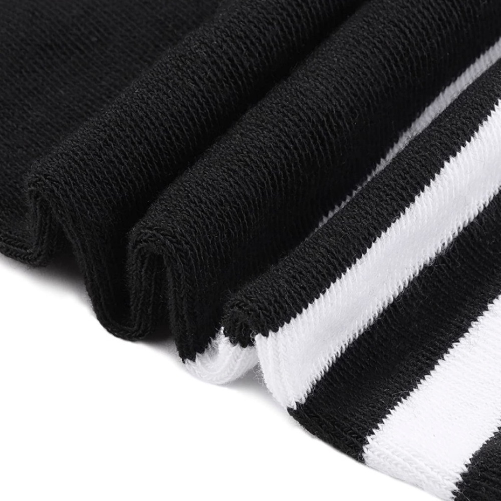 ❤️SOLD❤️ Black White Striped Thigh High Over The Knee Socks - Picture 8 of 15